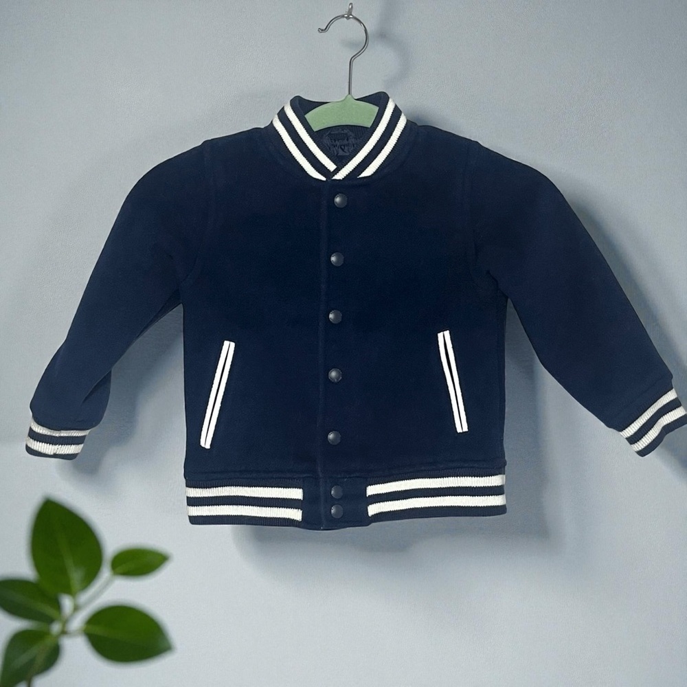 GAP Kids Navy and White Varsity Jacket size 4